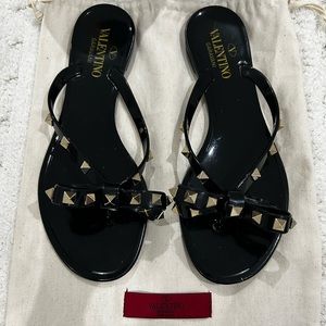 Black Valentino Stud Sandals:
